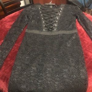 Black lace long sleeve dress